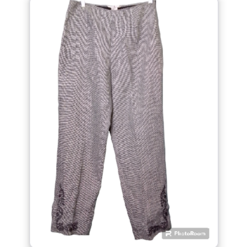 Peter Martin 100% linen slacks with embroidery size 8